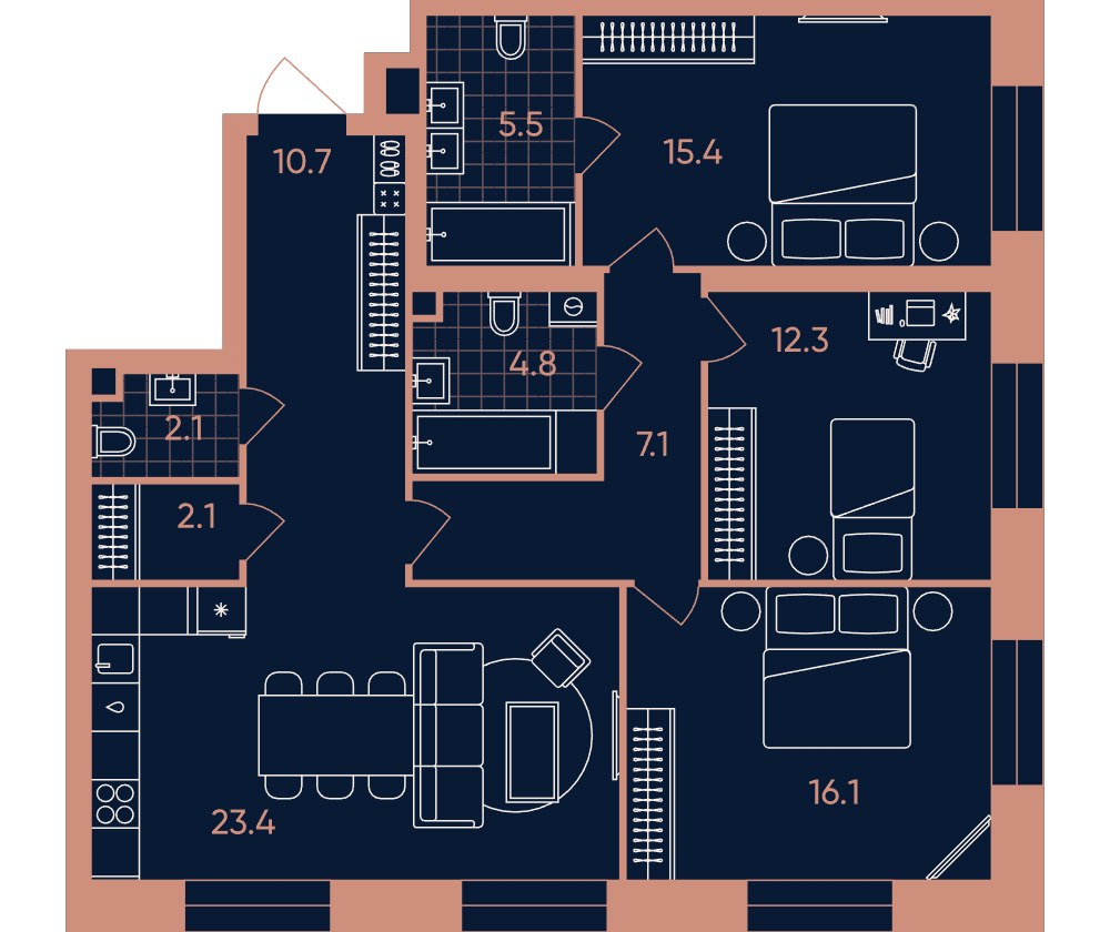 Планировка 99.5 м²