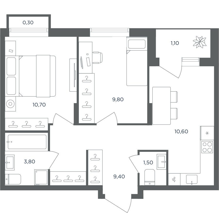 Планировка 47.2 м²