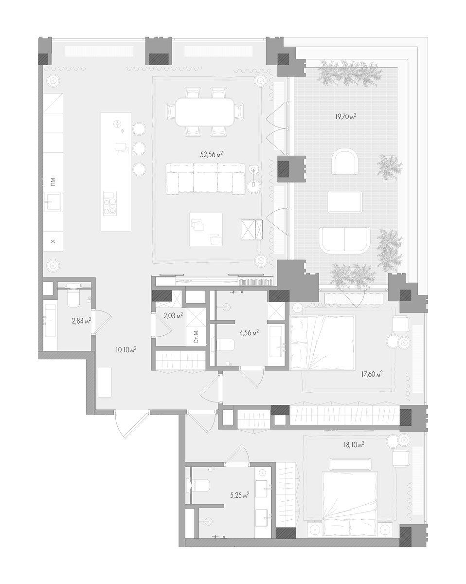 Планировка 121.8 м²