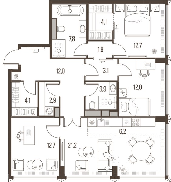 Планировка 104.5 м²