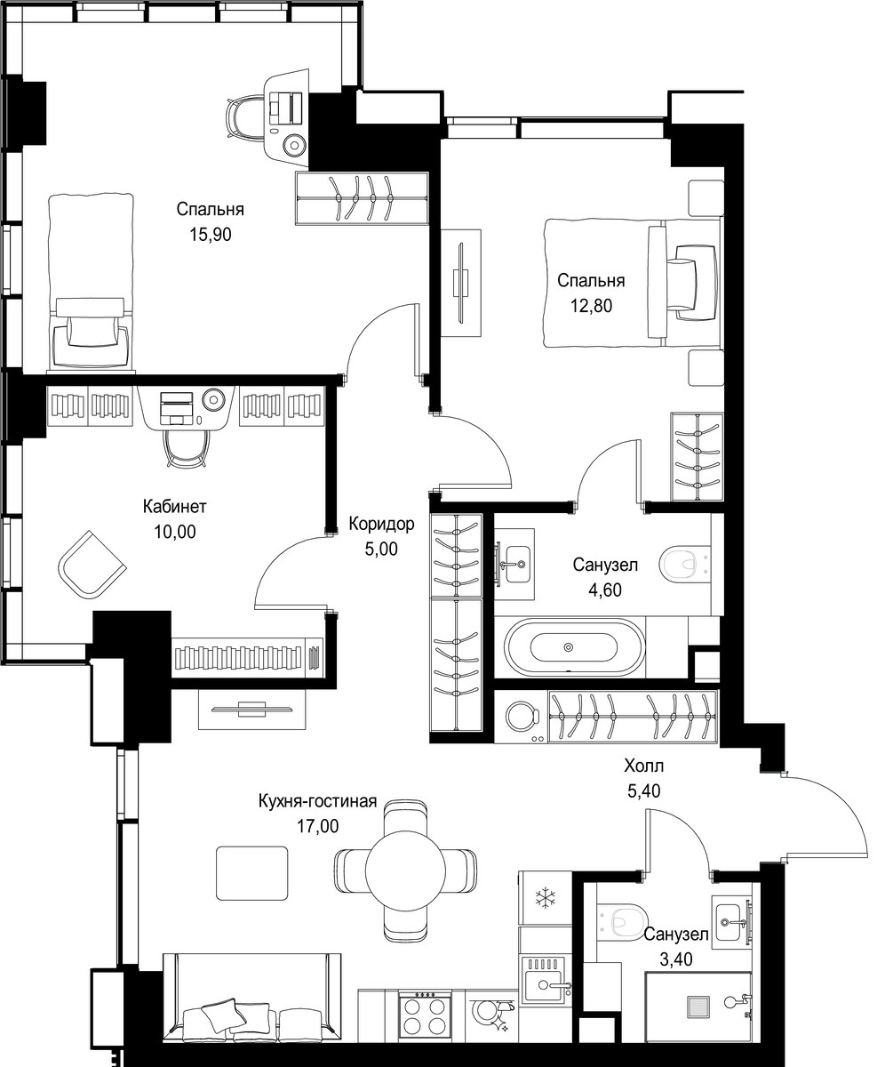 Планировка 74.1 м²