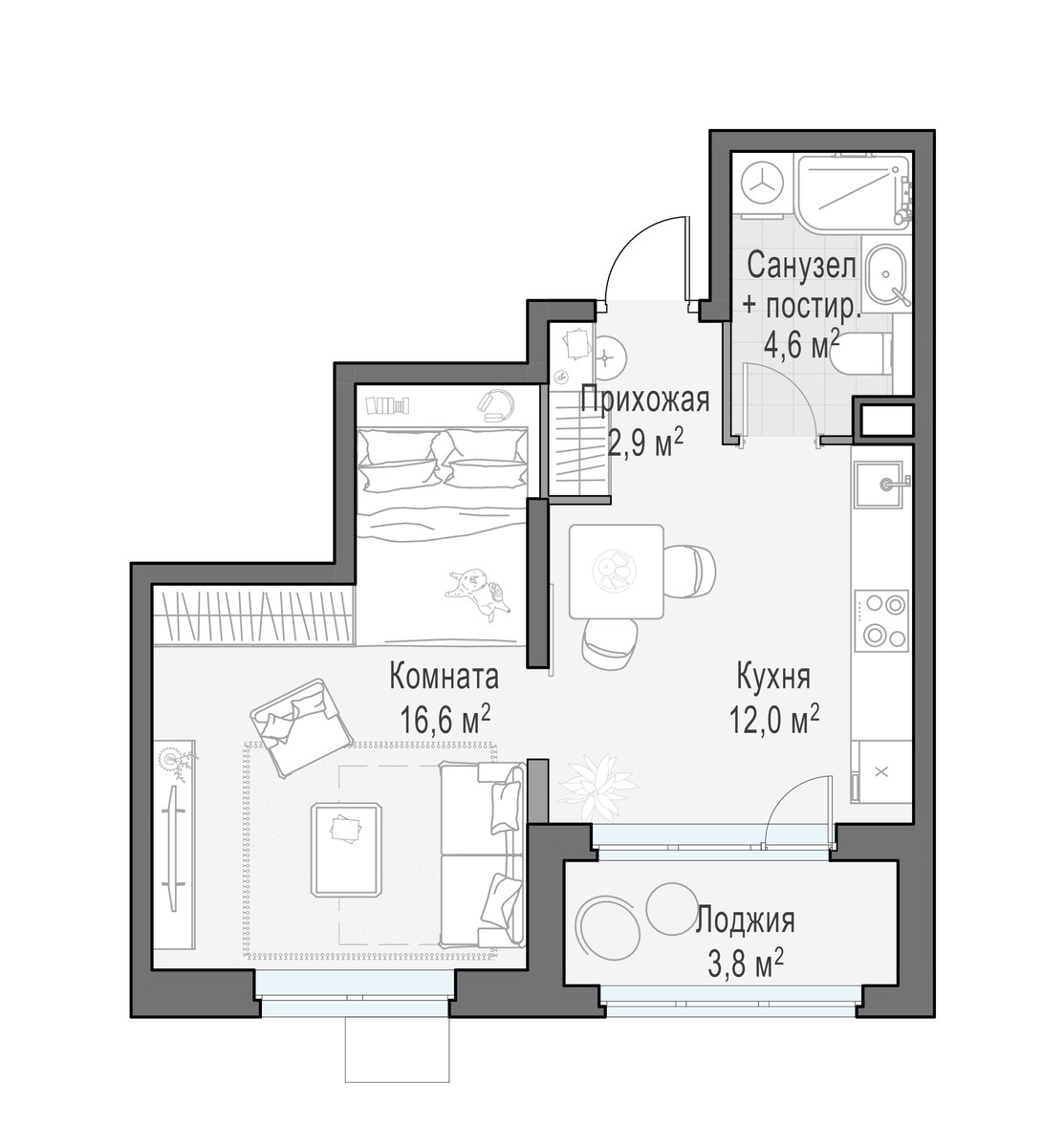 Планировка 35.9 м²