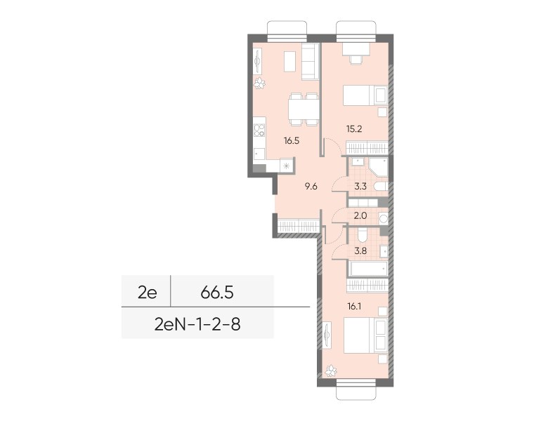 Планировка 66.5 м²