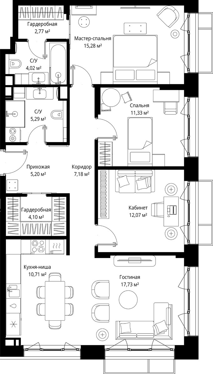 Планировка 95.68 м²