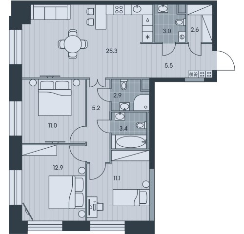 Планировка 82.9 м²