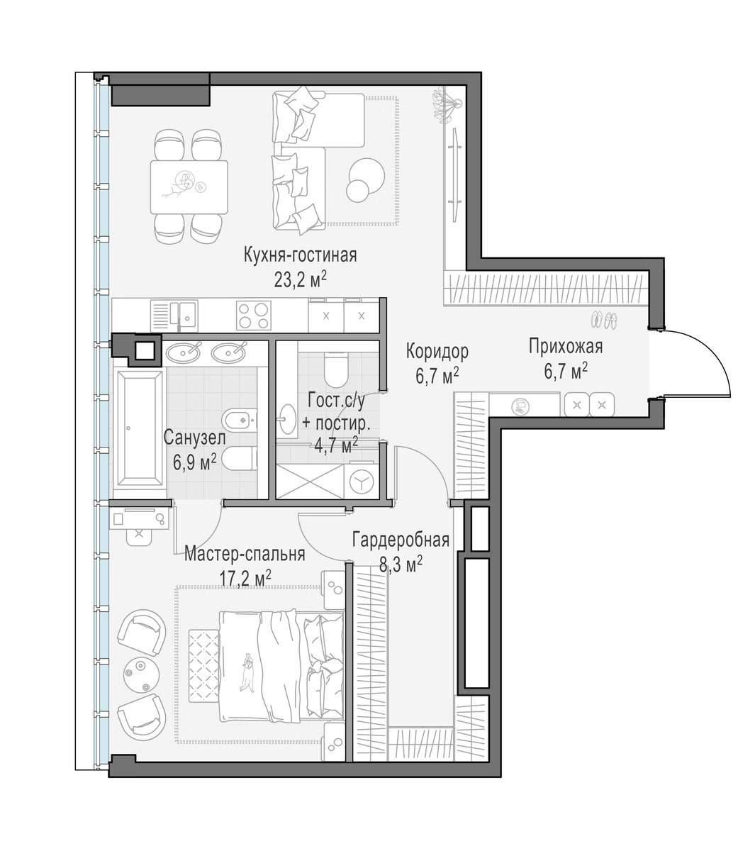 Планировка 73.7 м²