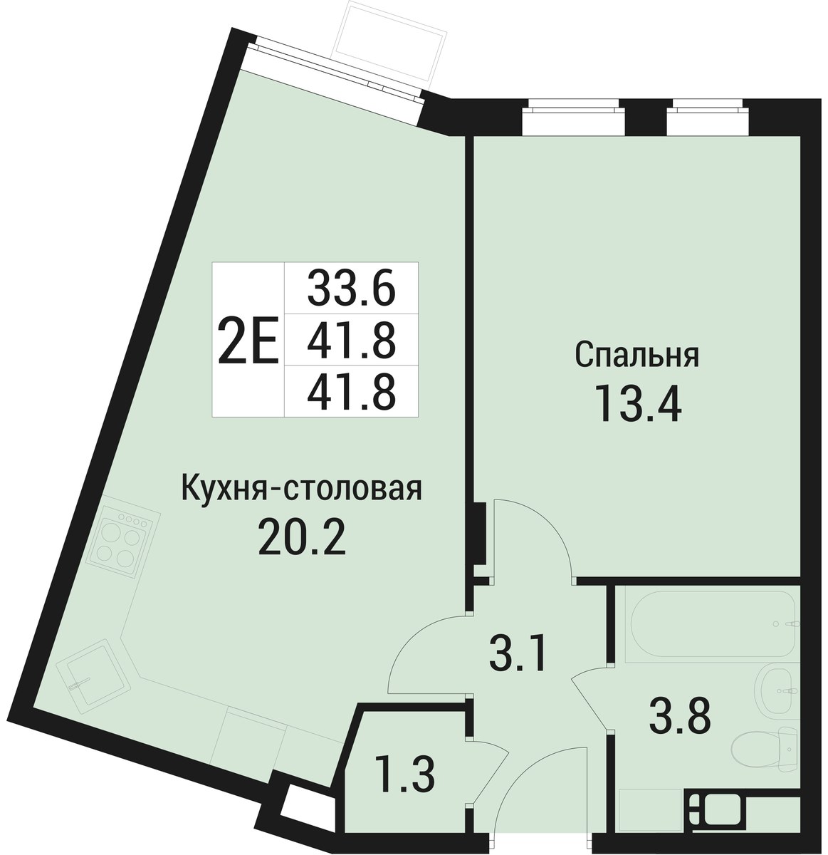 Планировка 41.8 м²