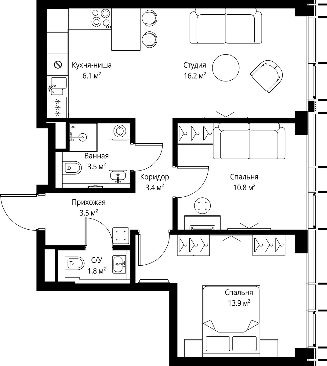 Планировка 59.2 м²