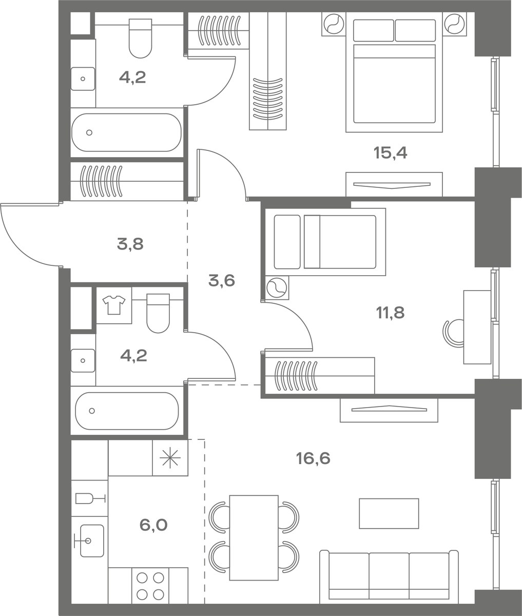 Планировка 65.6 м²
