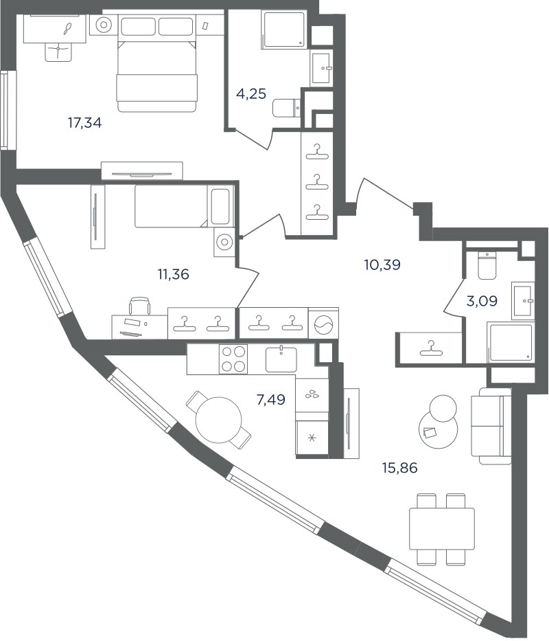 Планировка 69.78 м²