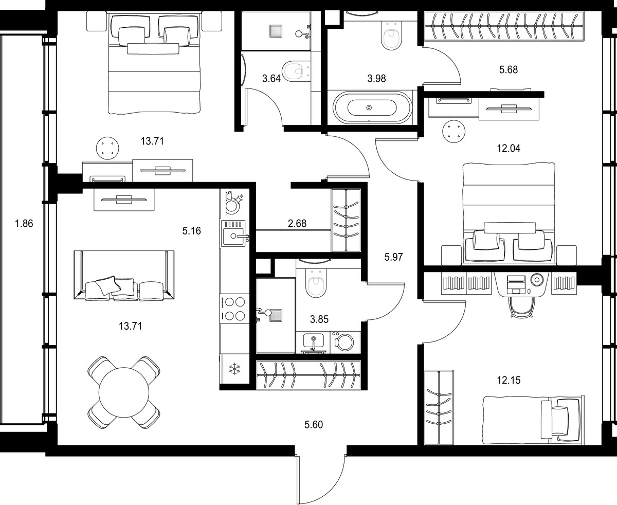 Планировка 90.03 м²
