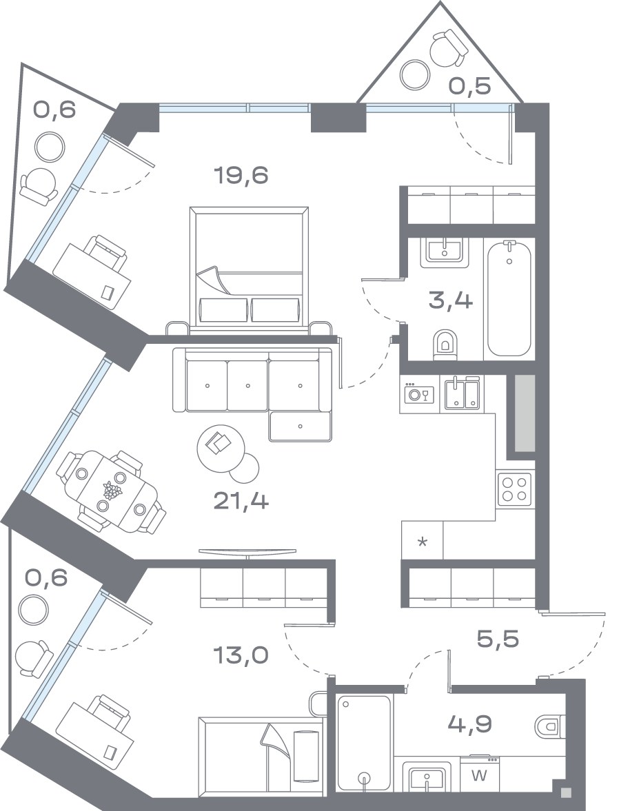 Планировка 69.38 м²