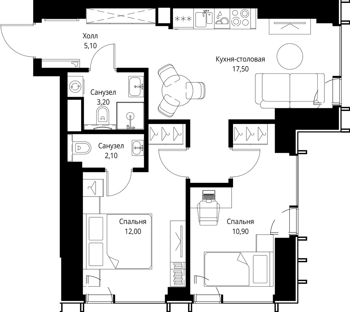 Планировка 50.8 м²