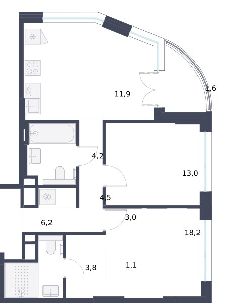 Планировка 67.5 м²