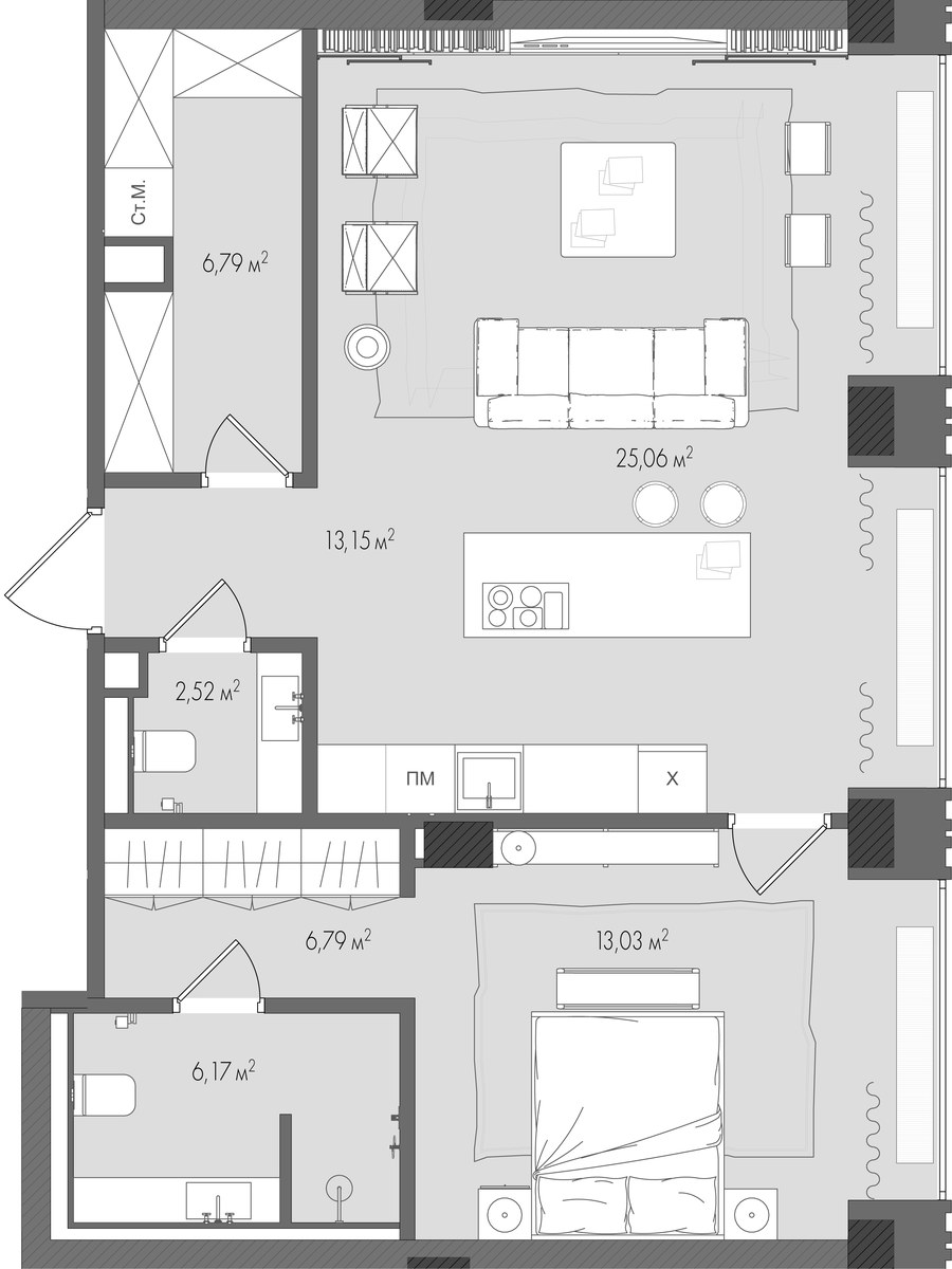 Планировка 73.5 м²