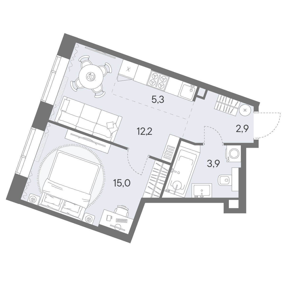 Планировка 39.3 м²