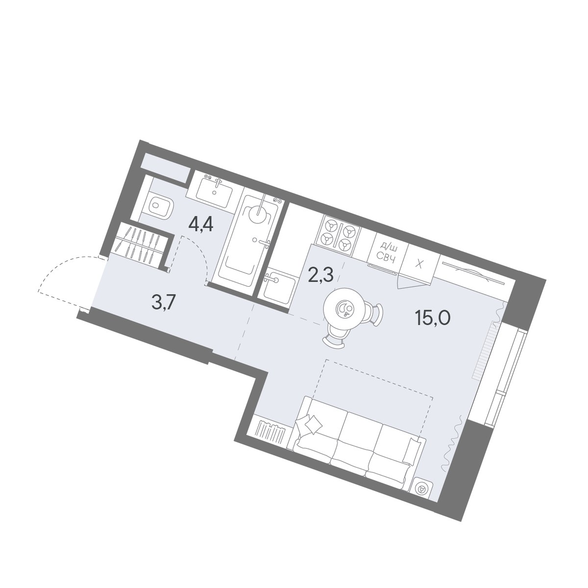Планировка 25.4 м²