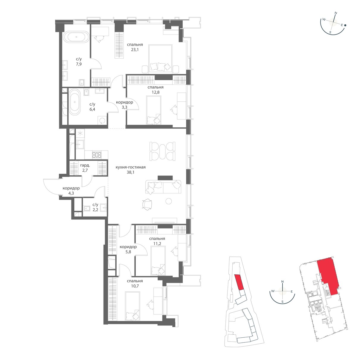 Планировка 128.5 м²