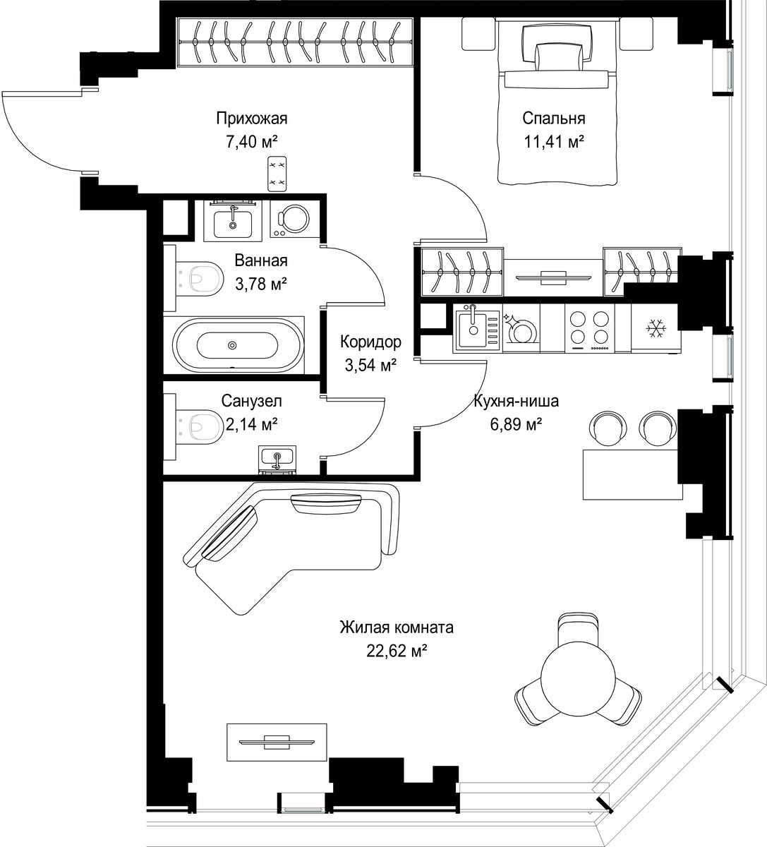 Планировка 57.78 м²