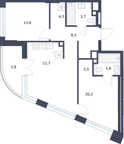 Планировка 68.1 м²