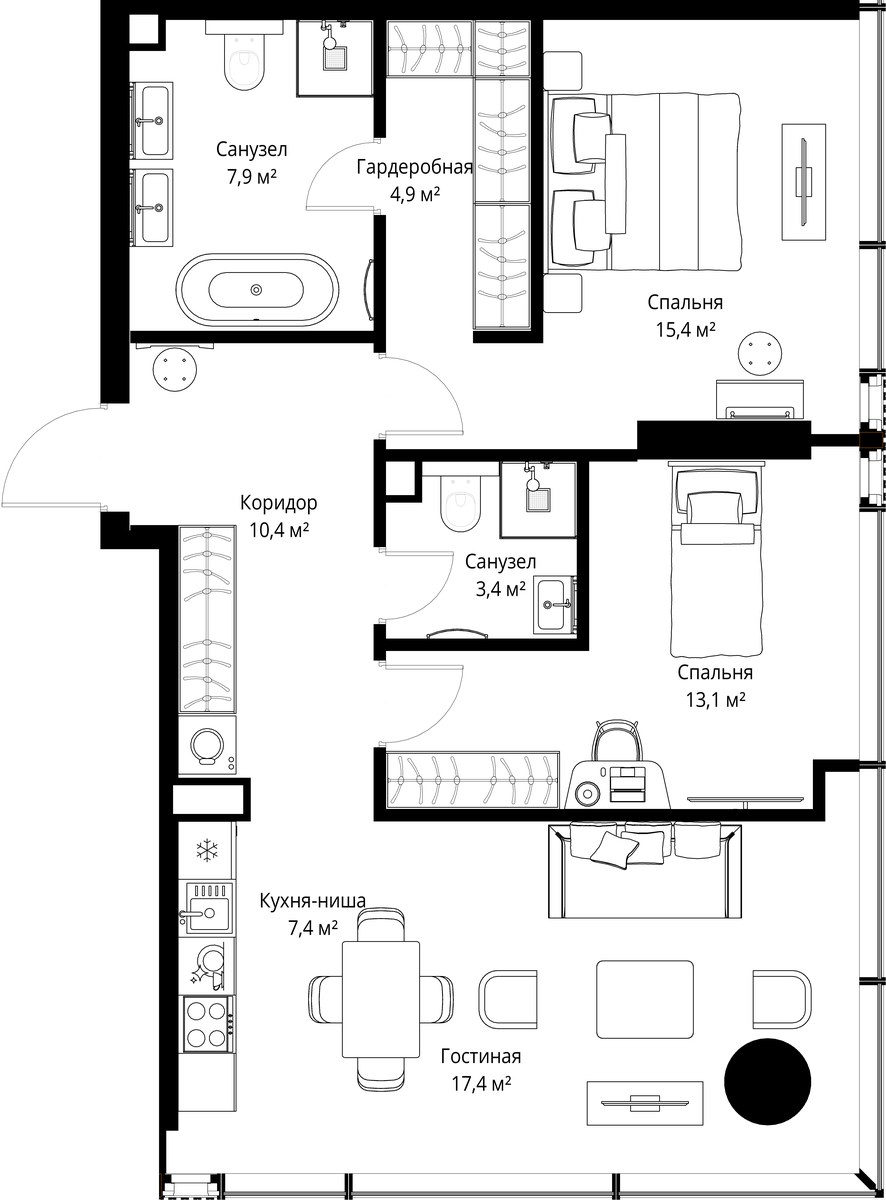 Планировка 79.9 м²