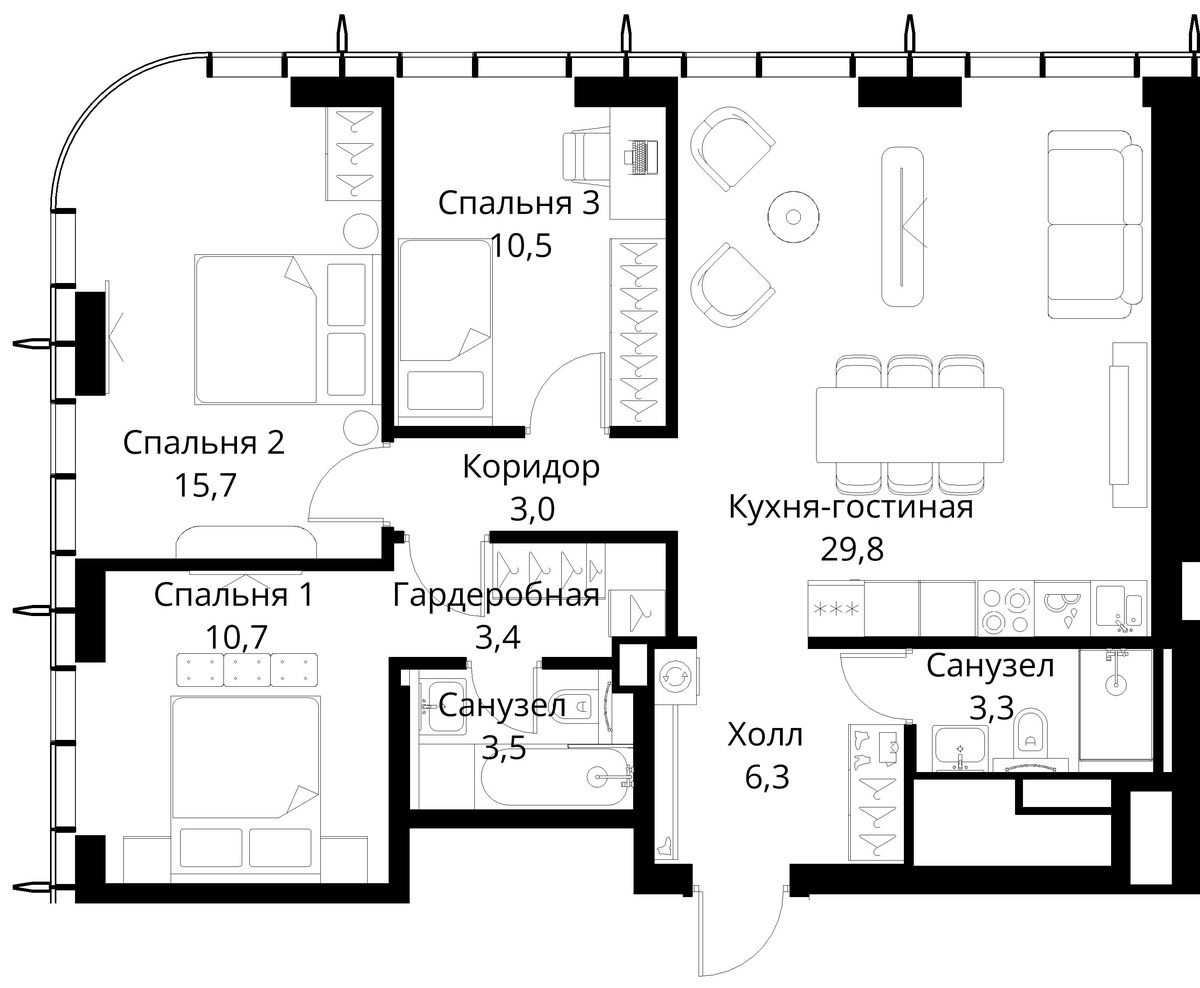 Планировка 86.2 м²