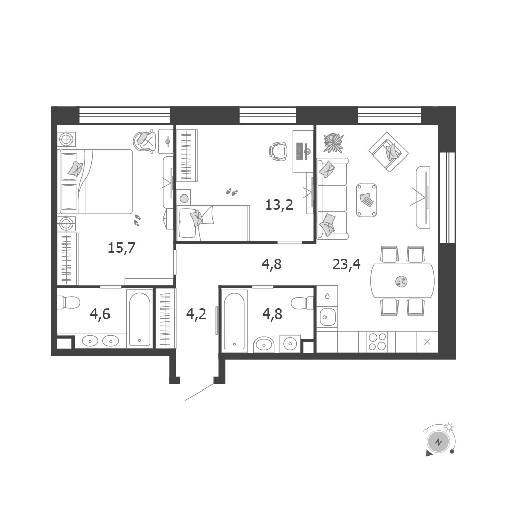 Планировка 70.7 м²