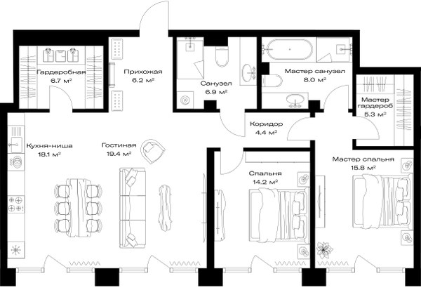 Планировка 105.0 м²
