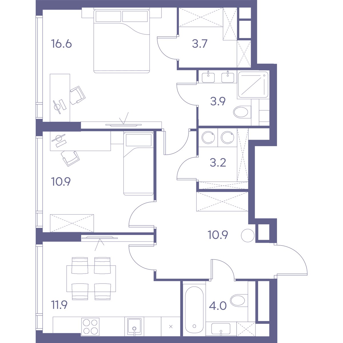 Планировка 65.1 м²