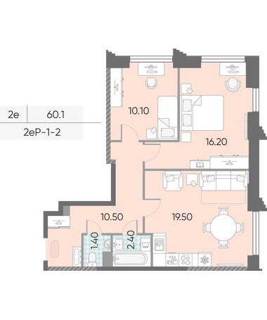 Планировка 60.1 м²
