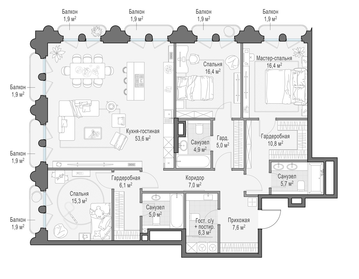 Планировка 164.2 м²