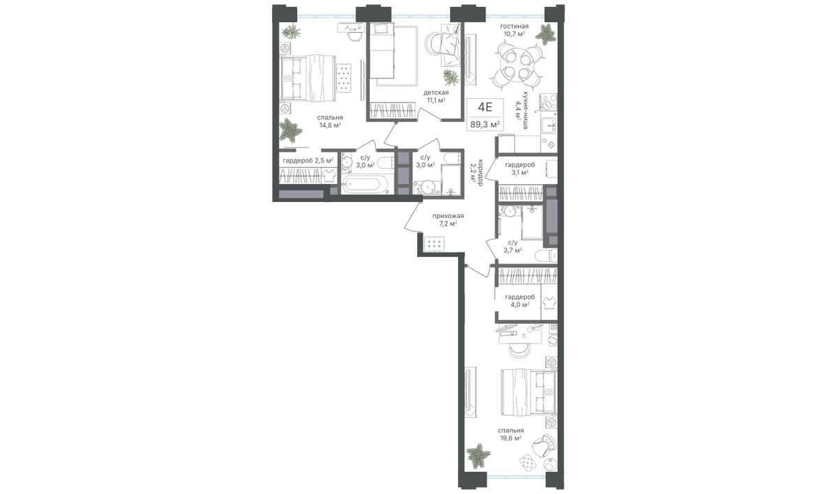 Планировка 89.3 м²