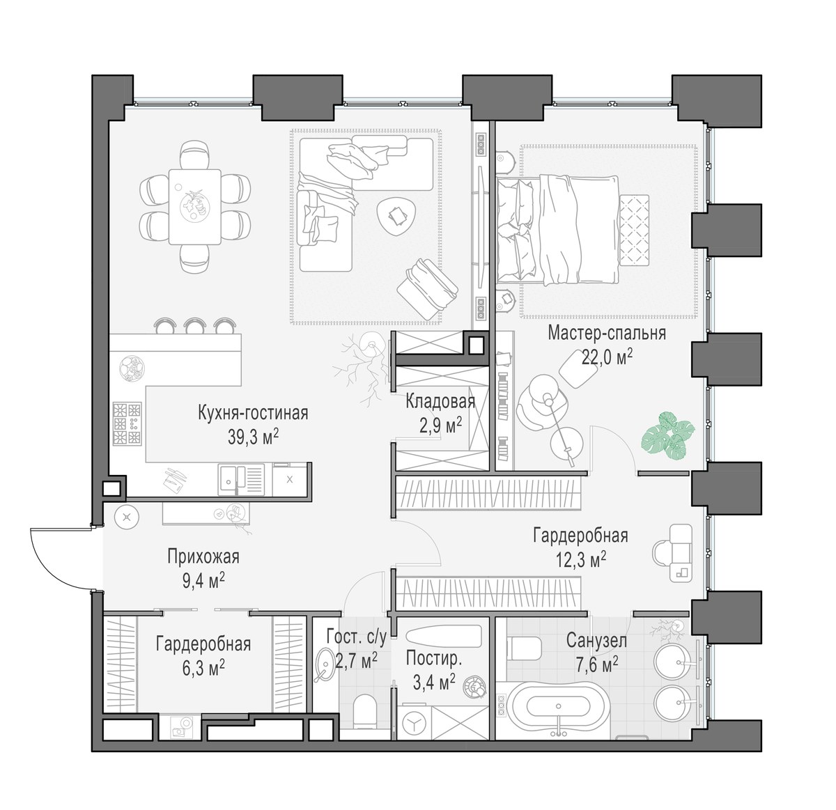 Планировка 105.9 м²