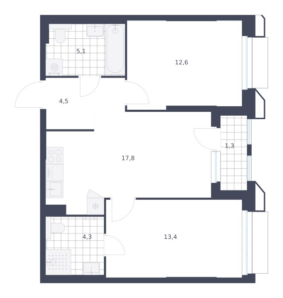 Планировка 59.0 м²