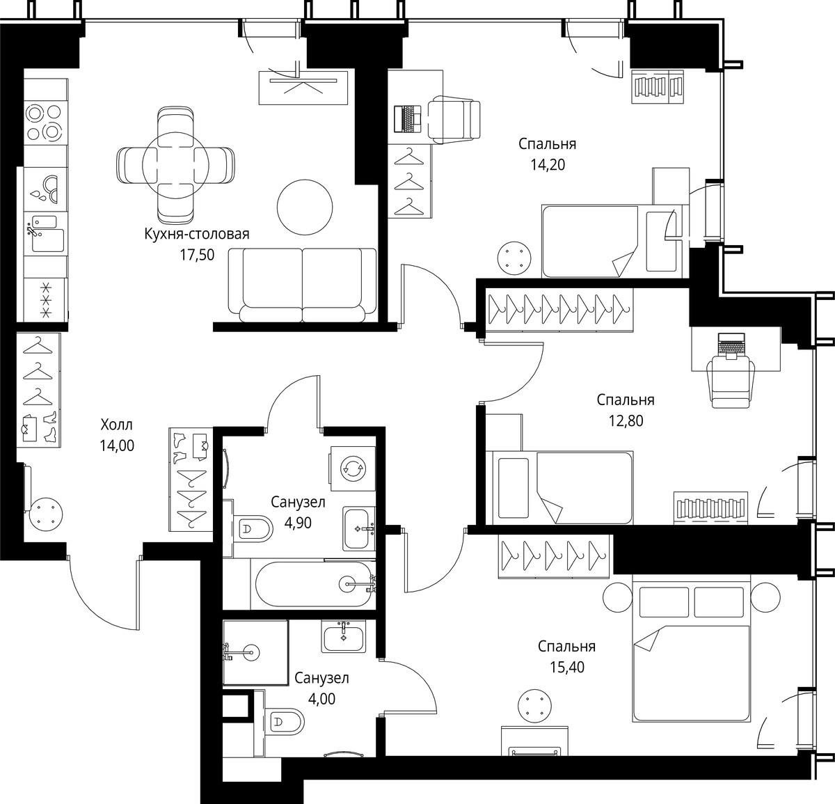 Планировка 82.8 м²