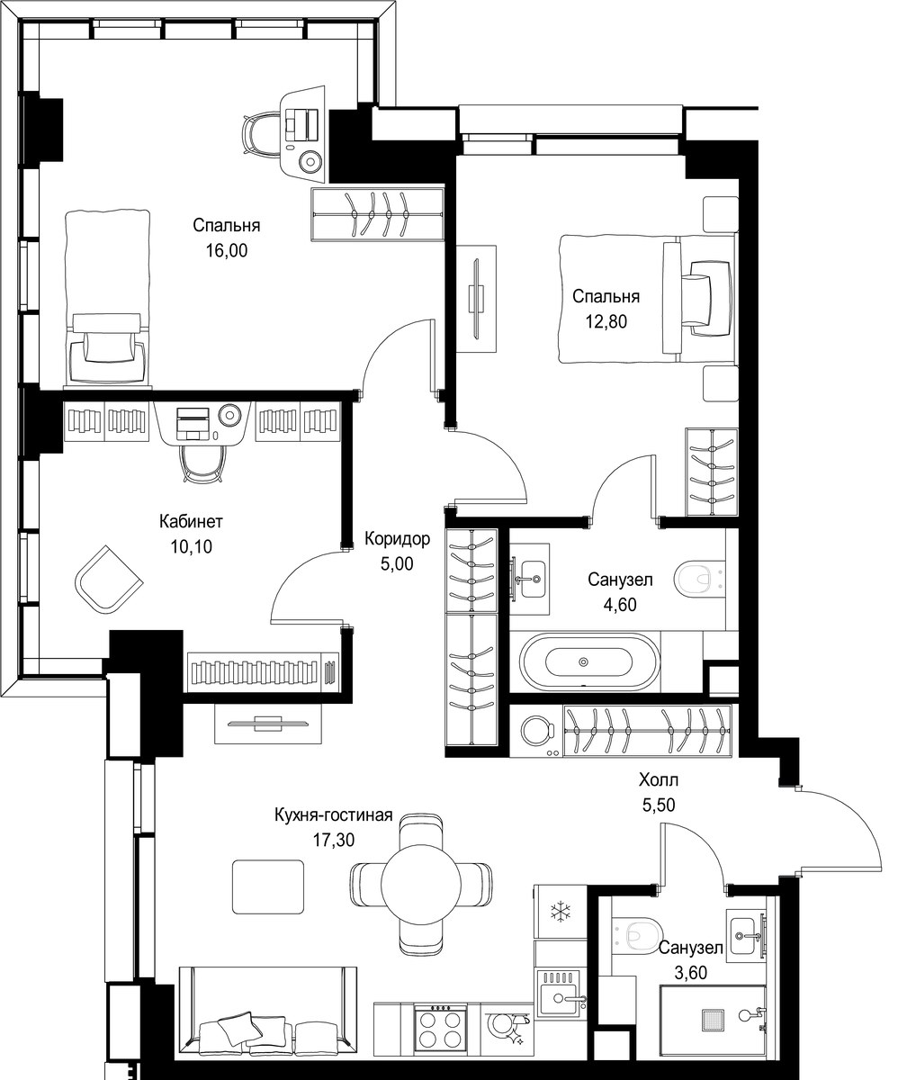 Планировка 74.9 м²