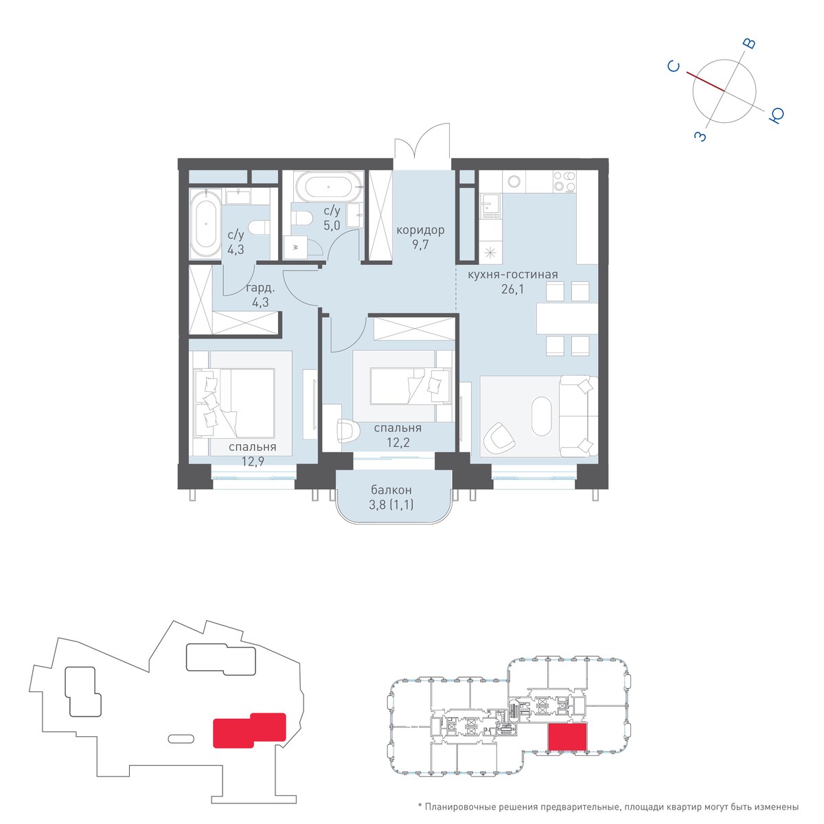 Планировка 78.0 м²