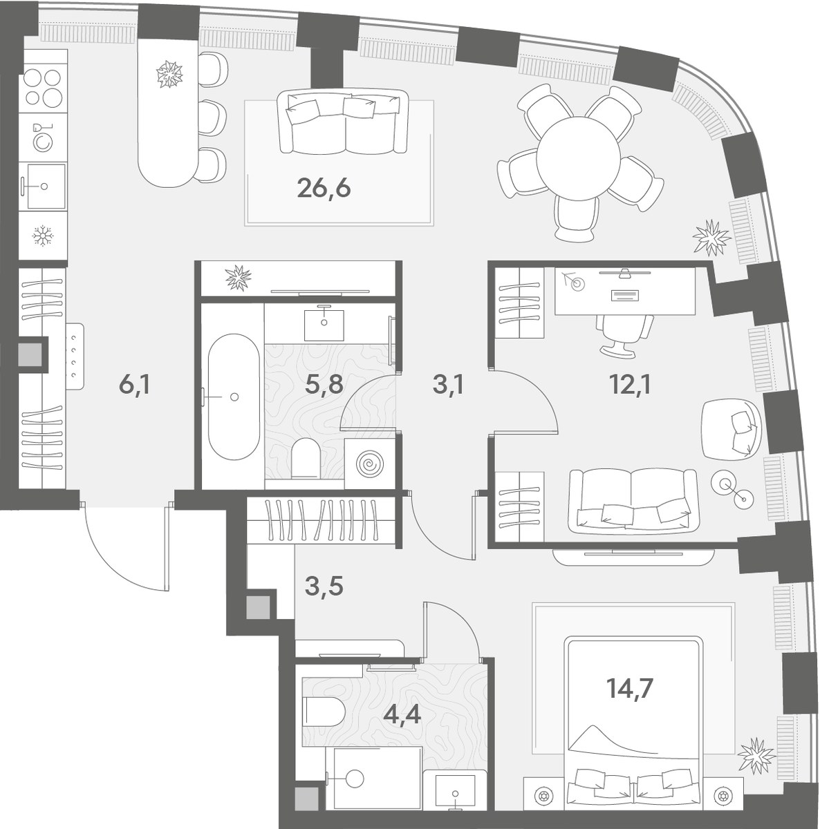 Планировка 76.3 м²