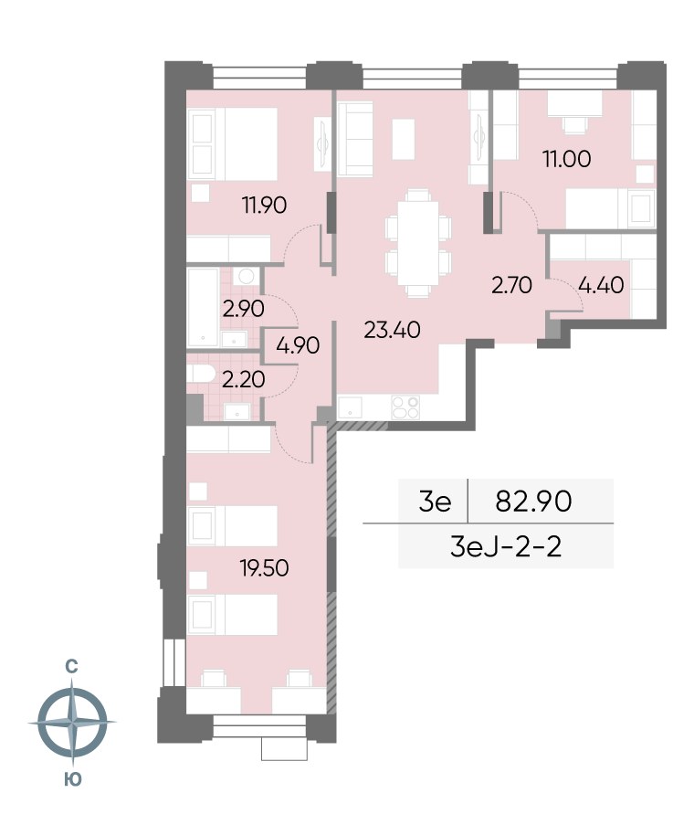 Планировка 82.9 м²