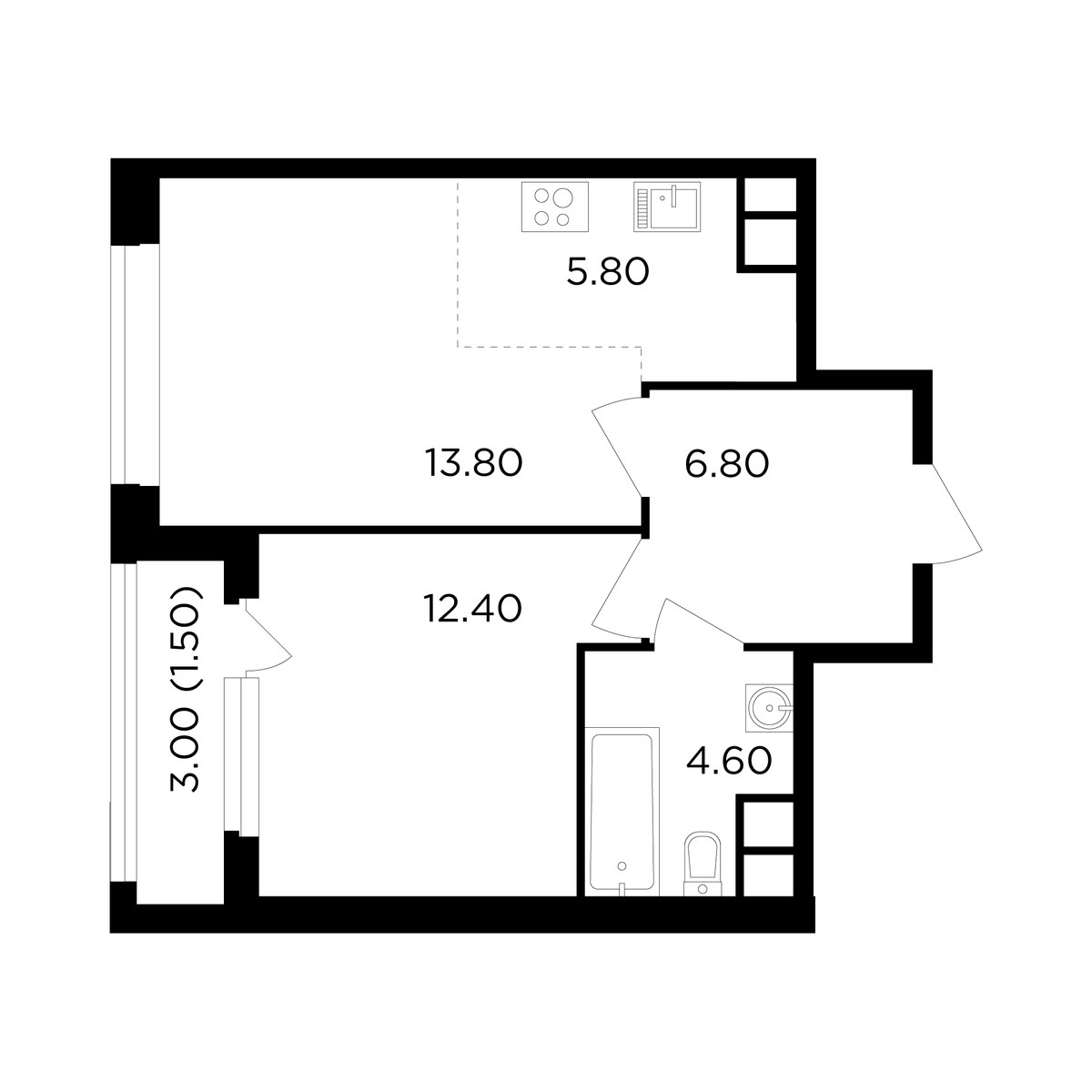 Планировка 44.9 м²