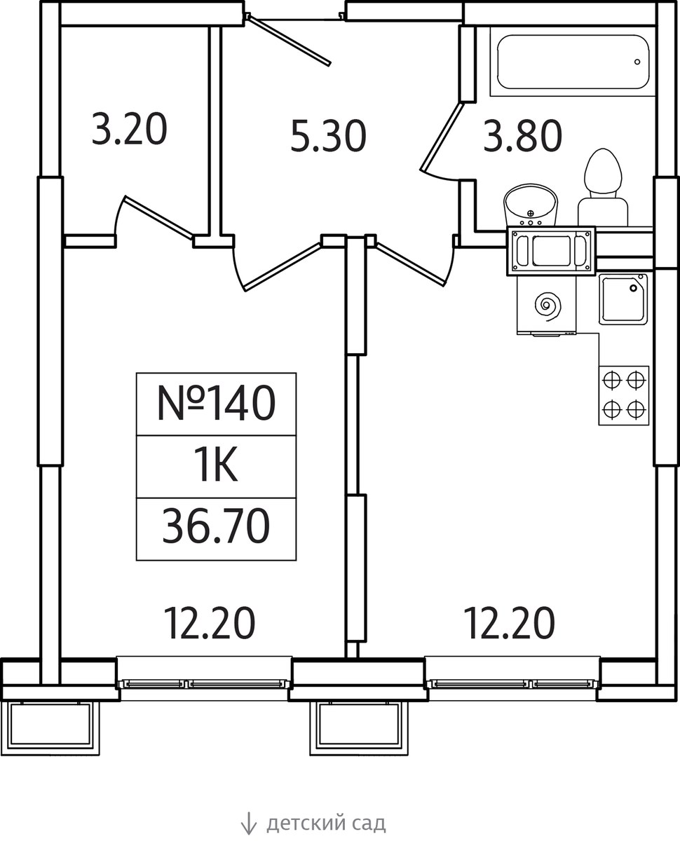 Планировка 36.7 м²
