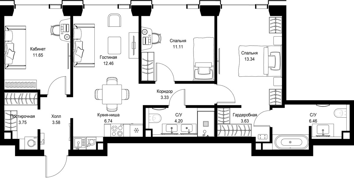 Планировка 80.25 м²