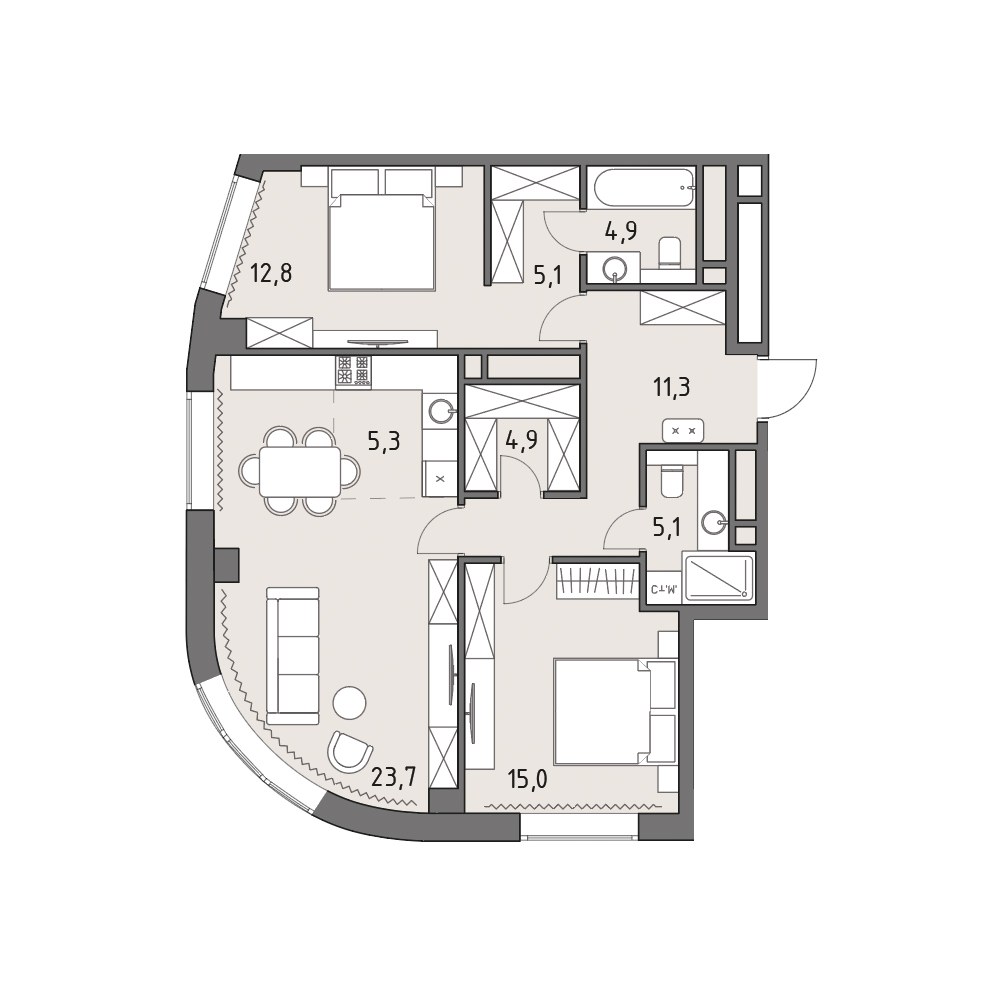 Планировка 87.9 м²