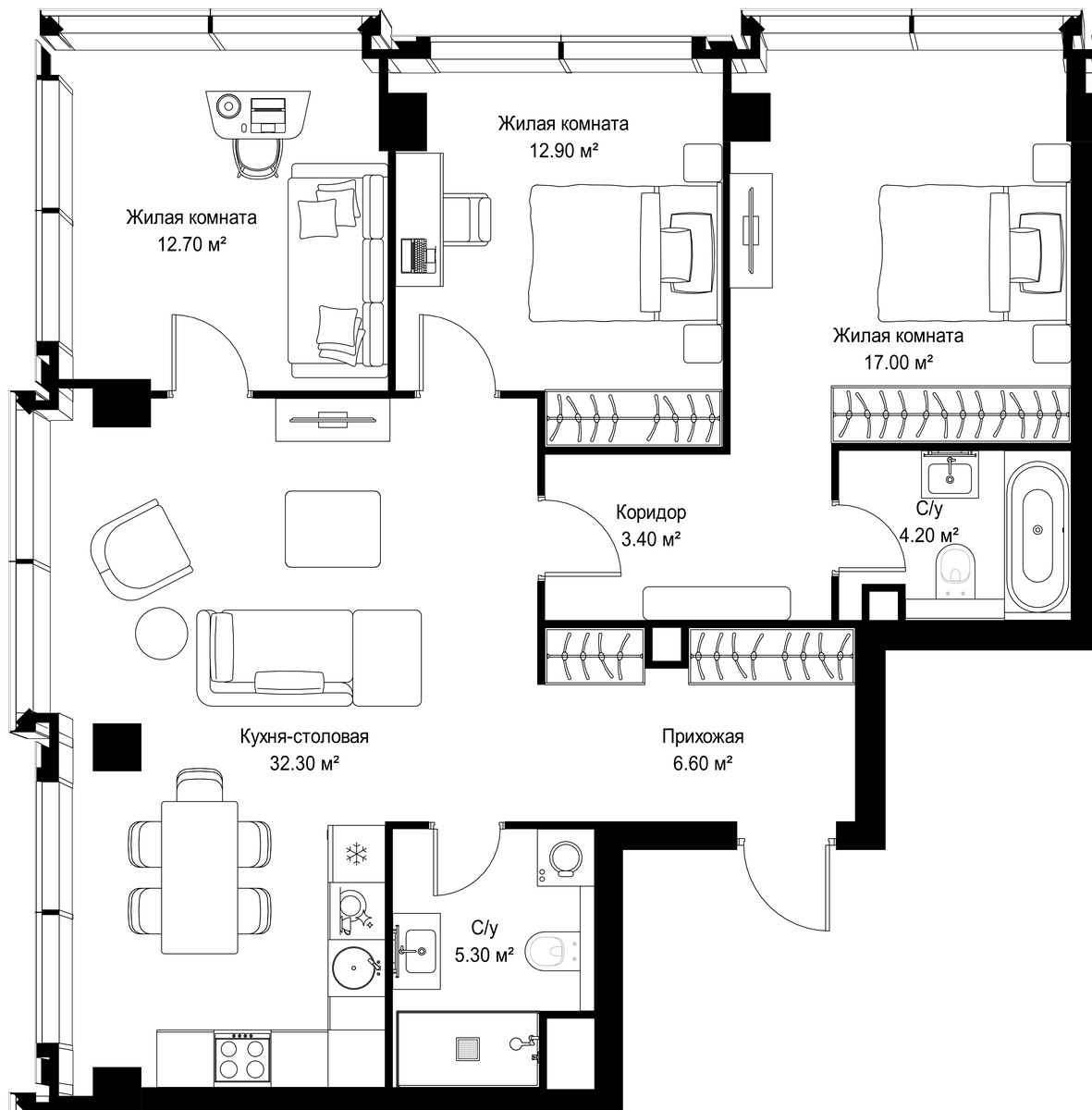 Планировка 94.4 м²