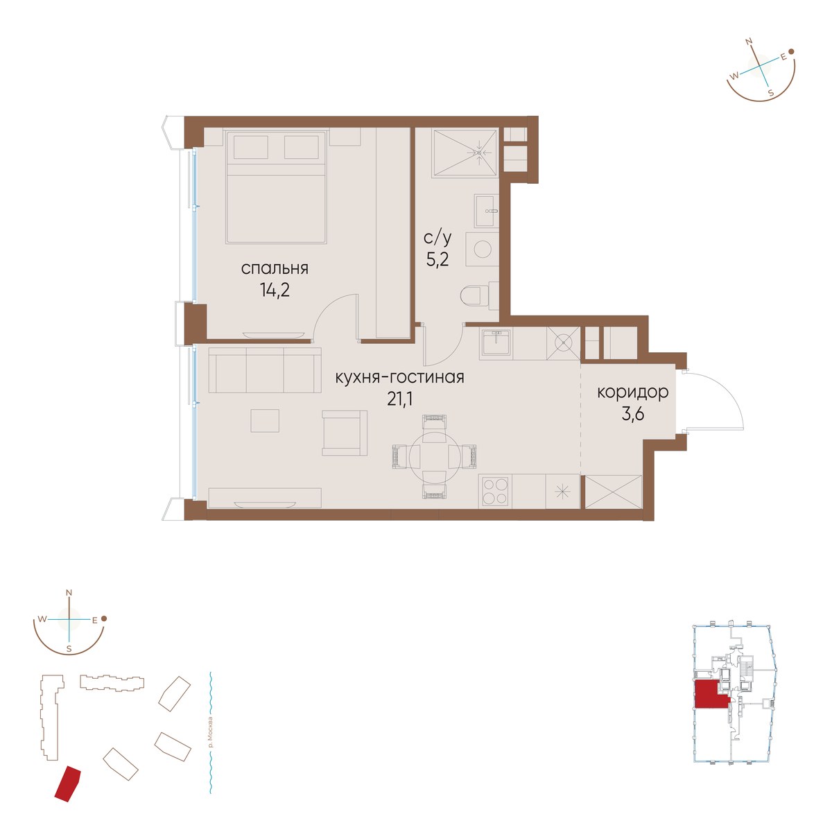 Планировка 44.1 м²