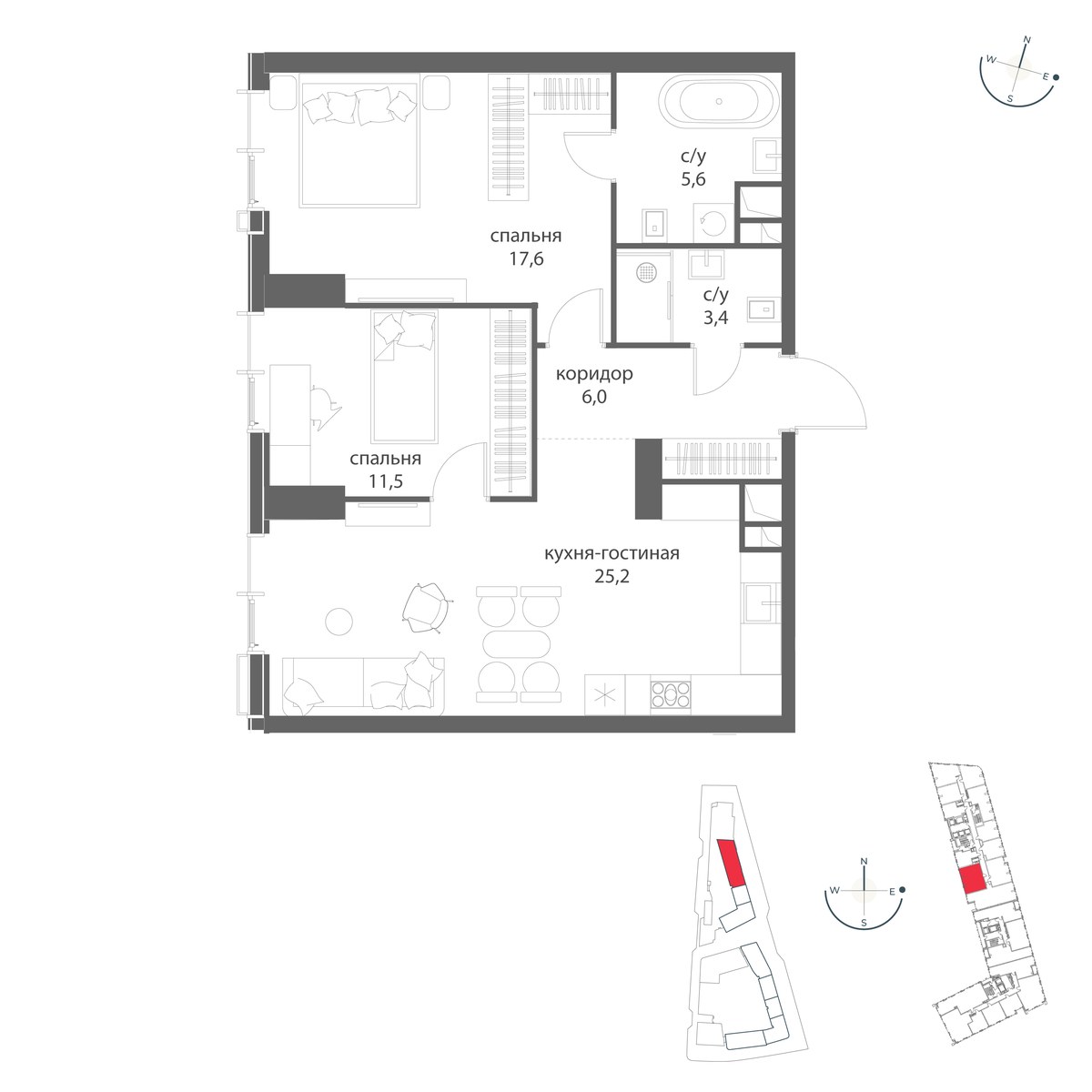 Планировка 69.3 м²