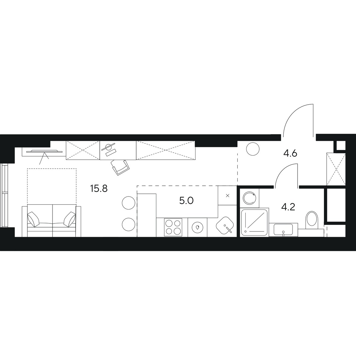 Планировка 29.6 м²