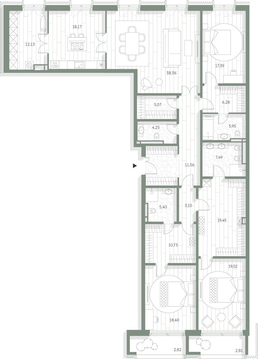Планировка 214.52 м²