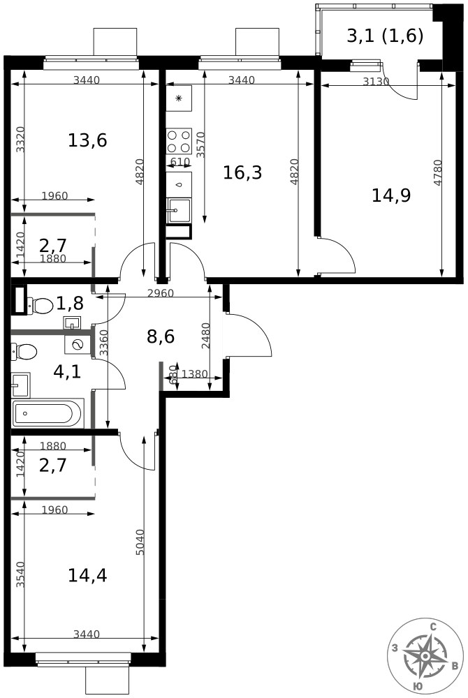 Планировка 80.7 м²