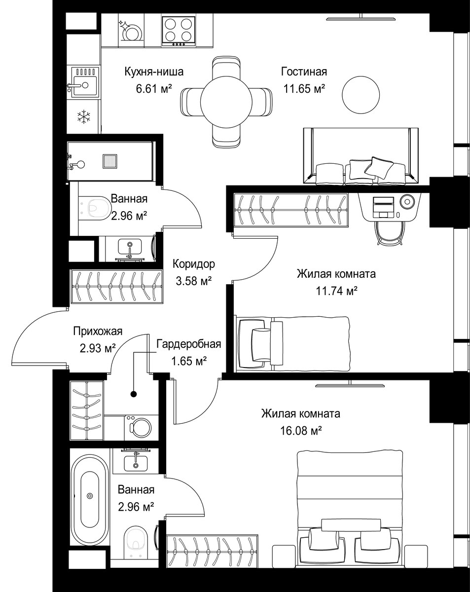 Планировка 60.16 м²